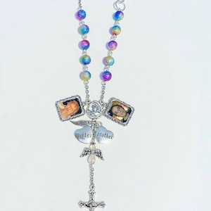 Rainbow Car Rosary with Photo