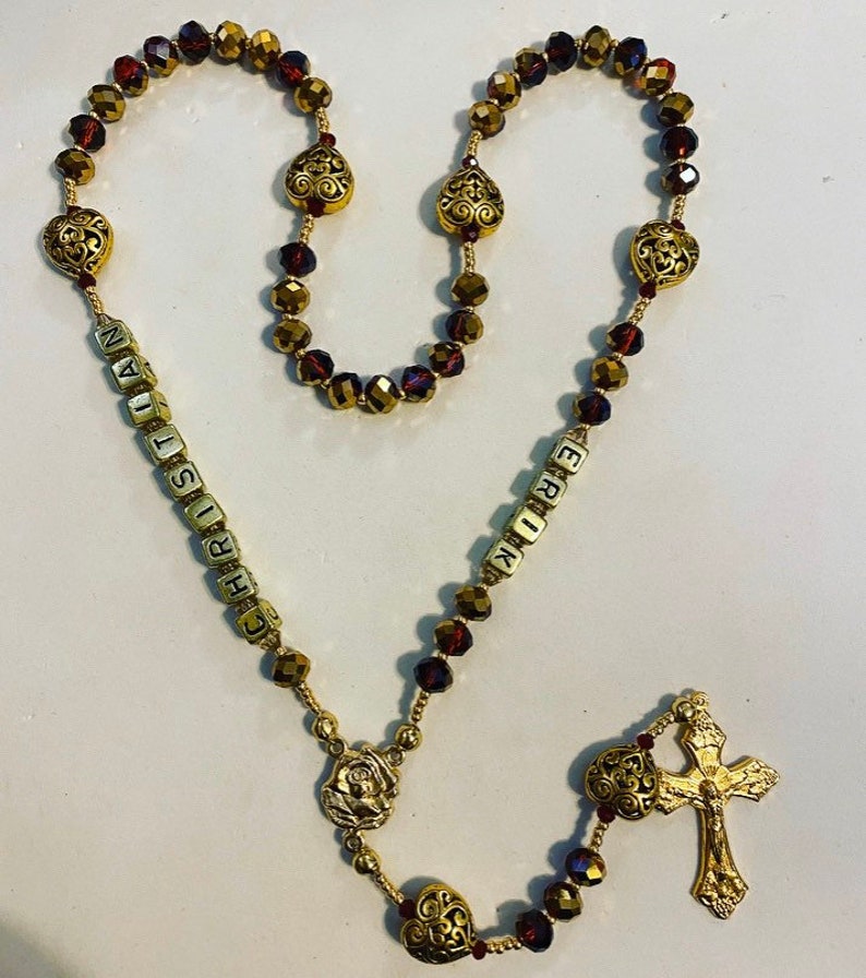 Gold and Red Rosary image 4