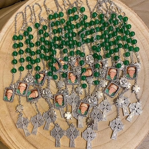 Irish | Rosary | Shamrock | Four Leaf Clover | Car Rosary | Memorial Gift | Rosary With Photo | Catholic Gifts | In Memory | Memorial Gift