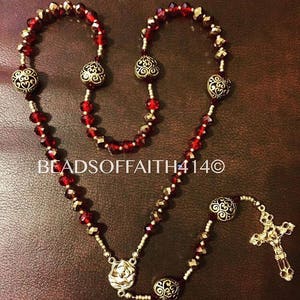 Gold and Red Rosary image 1