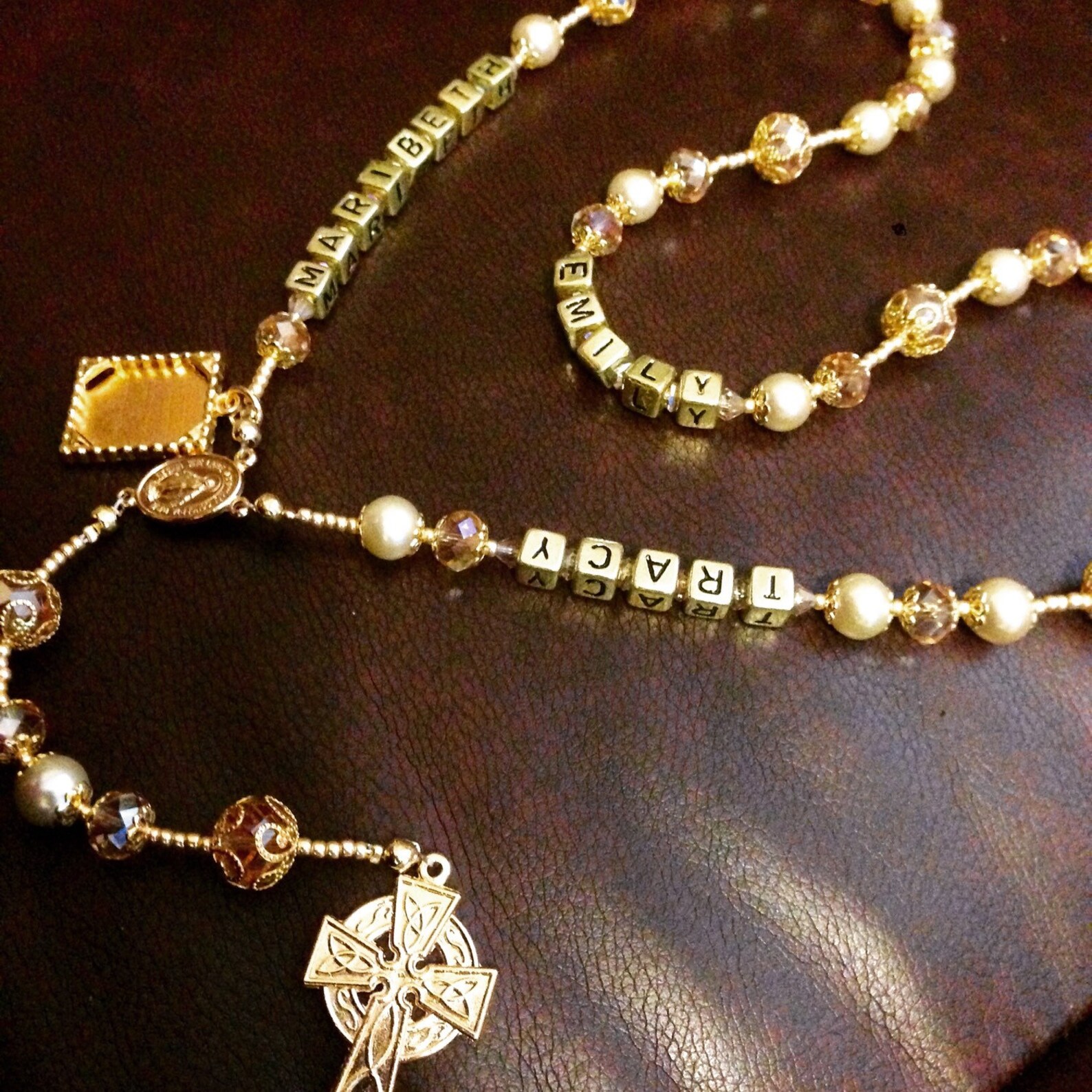 Personalized Gold Rosary With Name Etsy