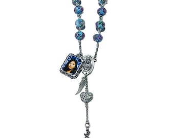 Floral Bead | Car Rosary | Rosary With Photo | Memorial Gifts | Gift Idea | Catholic Gifts|