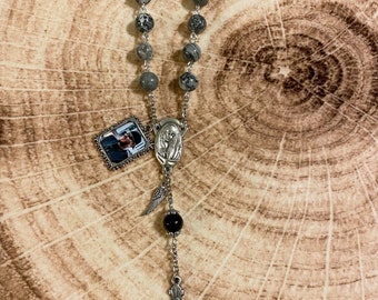 Car Rosary | Natural Stones | Rosary With Photo | Gift Ideas | Memorial Gifts | In Loving Memory