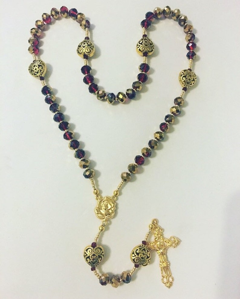 Gold and Red Rosary image 2