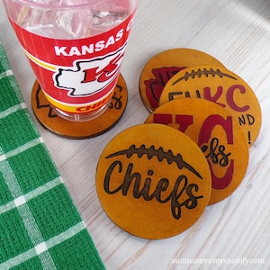 KC Chiefs Leather Coasters