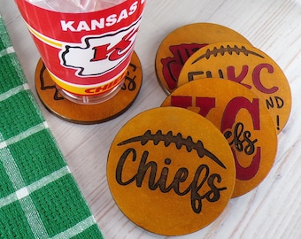KC Chiefs Leather Coasters