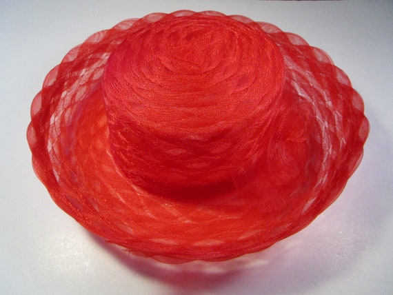 13" wide Red mesh light weight summer hat, 22 1/4… - image 4