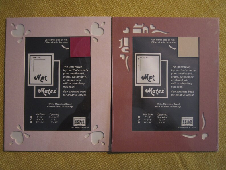 2 Reversible 8x10 Mats W Hearts And House Cut Outs Etsy