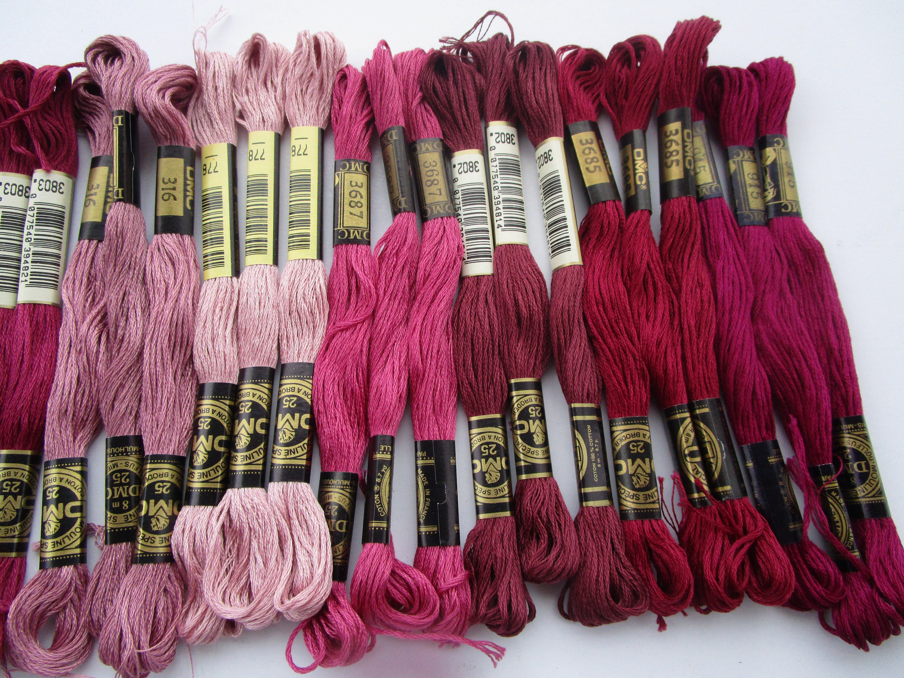 10 Shades 30 Skeins Plum,burgundy,berry,wine,magenta,mauve
