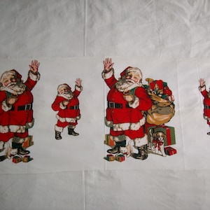 Wamsutta Santa Hallmark cards half yard panel,pillow, applique,vintage 100% cotton fabric,Christmas,c1
