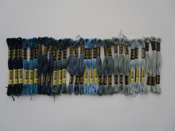 10 Shades 30 Skeins Steel Blue Slate Silver Gun Gray DMC Cross