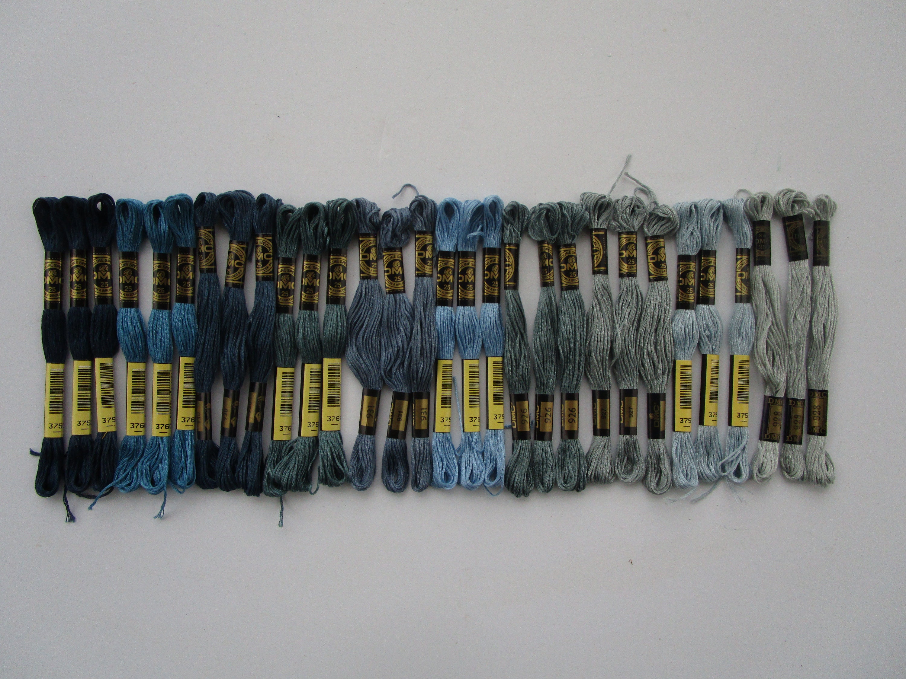 10 Shades 30 Skeins Steel Blue Slate Silver Gun Gray DMC Cross