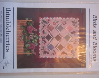 Birds and Blooms wall quilt pattern,Thimbleberries,vintage,wall hanging