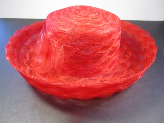 13" wide Red mesh light weight summer hat, 22 1/4… - image 2
