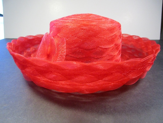 13" wide Red mesh light weight summer hat, 22 1/4… - image 1