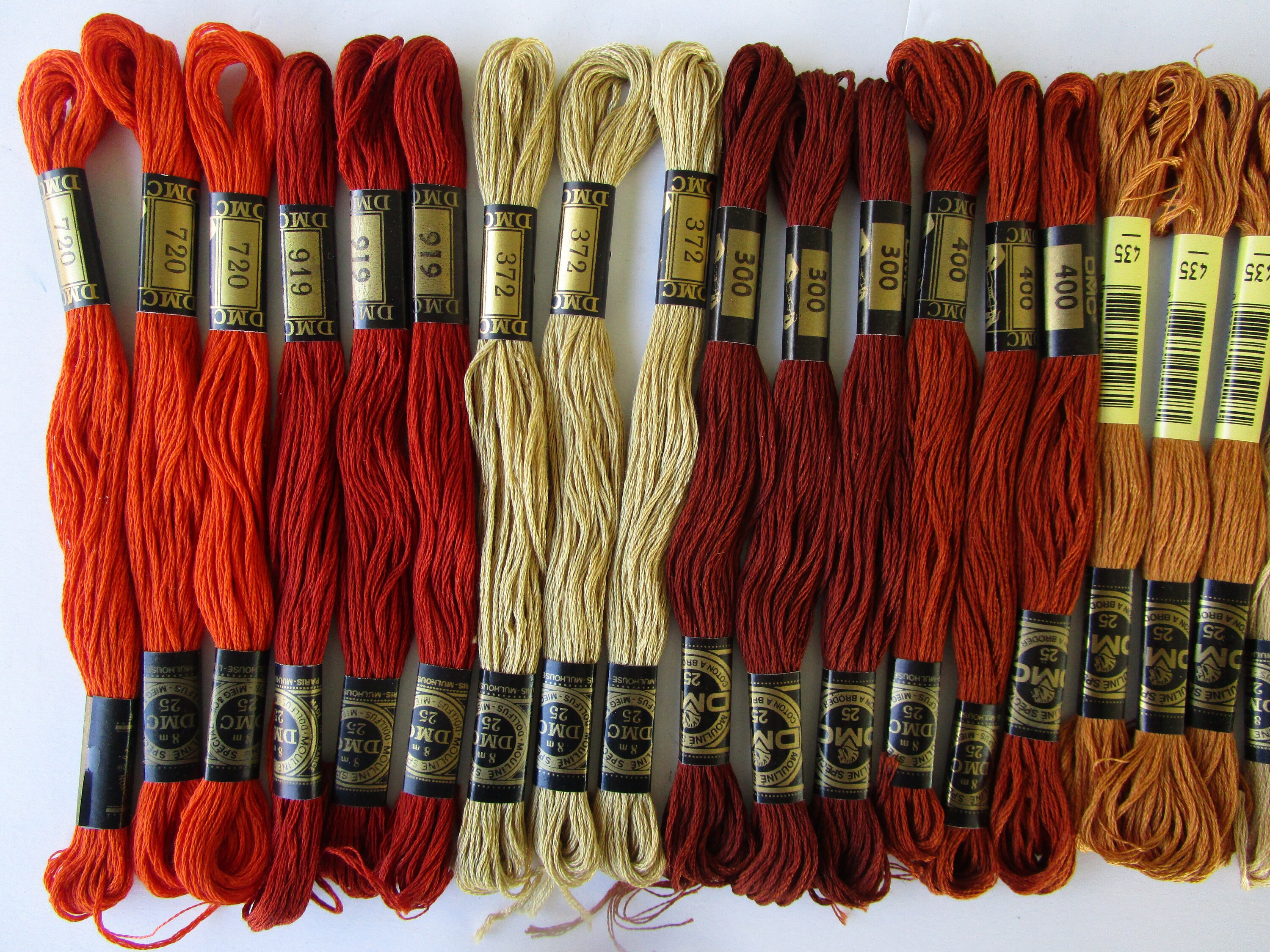 30 Skeins, 10 Colors Orange Rust Gold Rust Tan Cream Green, DMC Cross ...