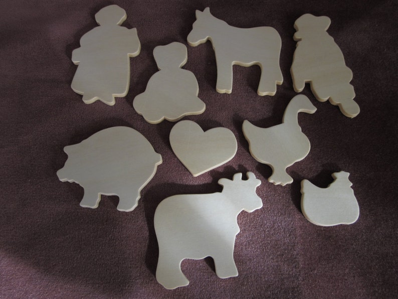 farm animals Bless Our Country Home instruction sheet folk art tole painting 9 unpainted wood cut outs