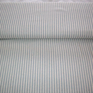 VIP Ticked Off, vintage fabric,blue and off white striped like ticking, old fashioned striped ,by yard image 1