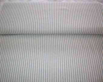VIP Ticked Off, vintage fabric,blue and off white striped like ticking, old fashioned striped ,by yard