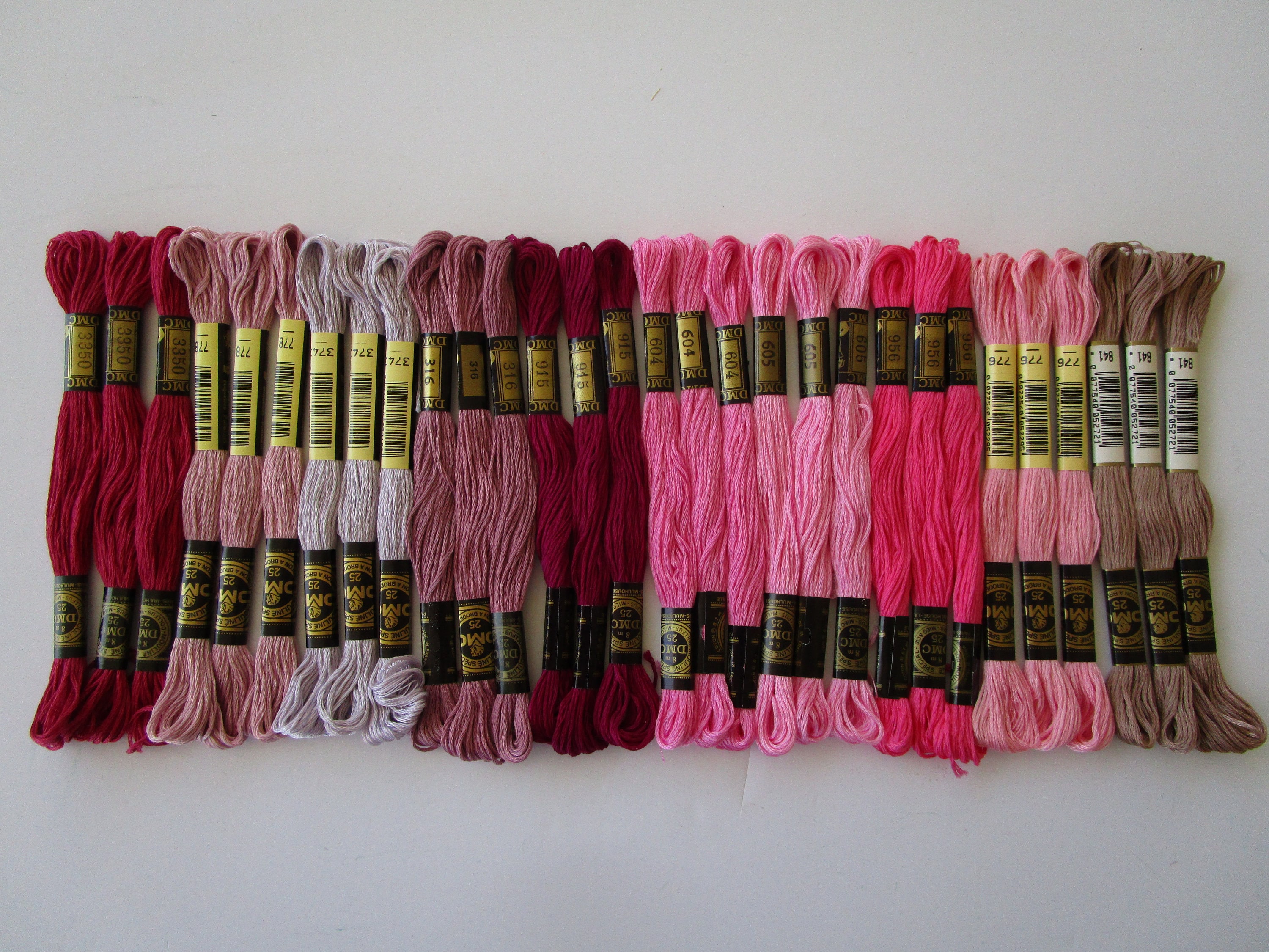 10 Colors Hot Pink Plum Dusty Burgundy Rose Mauve Taupe, DMC