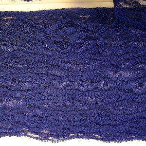 10 yds deep blue/violet/purple lace, 1.25" wide, unknown maker, misc fiber, vintage stock,R-24