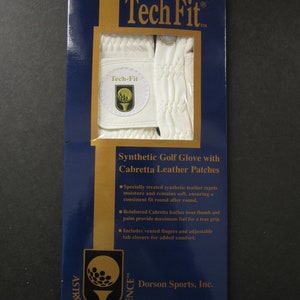 Men&#39;s Left MED/LG Tech Fit synthetic golf glove with Cabretta Leather patches, Dorson Sports, vintage new stock