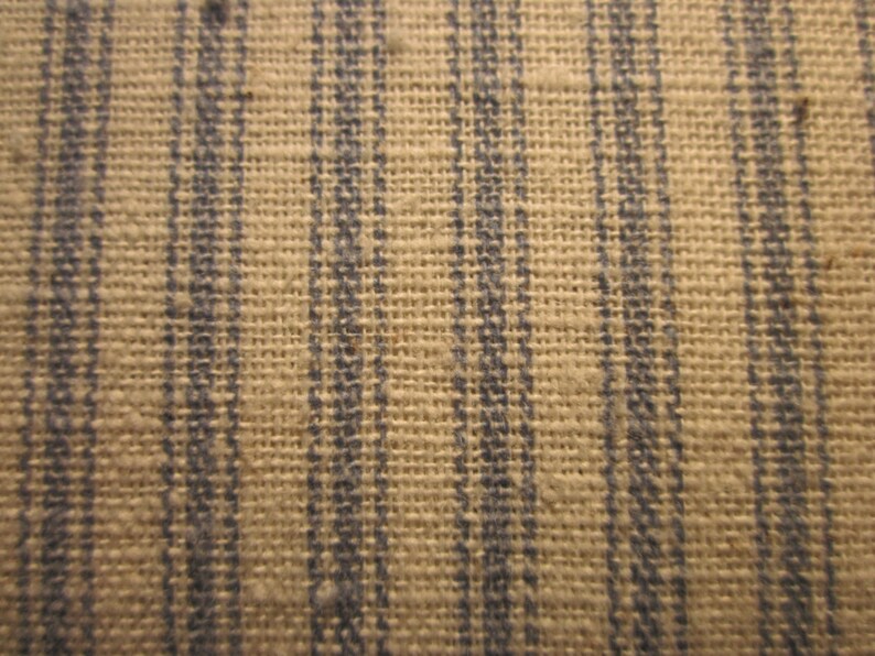 VIP Ticked Off, vintage fabric,blue and off white striped like ticking, old fashioned striped ,by yard image 3