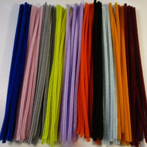 Colorful Pipe Cleaner Chenille Stems, Set of 45, 12 Inches, Orange, Red,  Yellow, Green, and Purple 