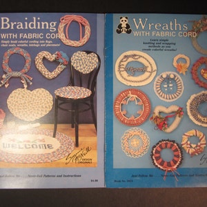 2 Fabric Cord craft booklets, Braiding, Wreaths, Suzanne McNeill original designs, chair cushions,placemats,rug,baskets,wall decor,more