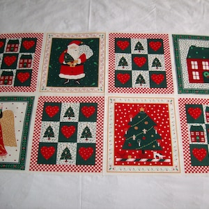 Wamsutta A Christmas Gathering hallmark cards 8 blocks quilt,pillows,appilque,vintage 100%cotton fabric,c2