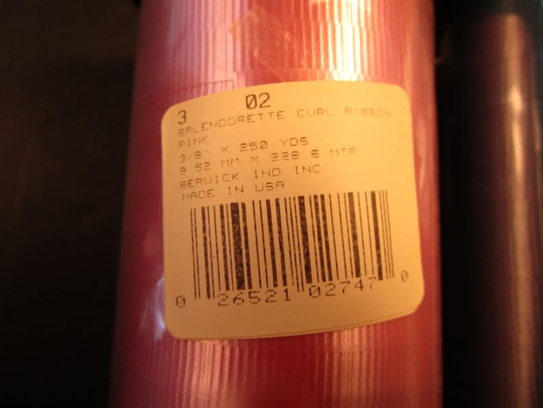 2 rolls curling ribbon pink and teal 250 yds each made in USA vintage stock 38 wide