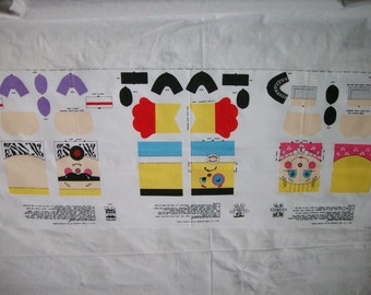 3 mini child pillow doll patterns,1/2 yard,Sweet Dreams,Pillow Fighter,Punky Pillow,Springs Industries Pattern,vintage fabric,Spongebob like