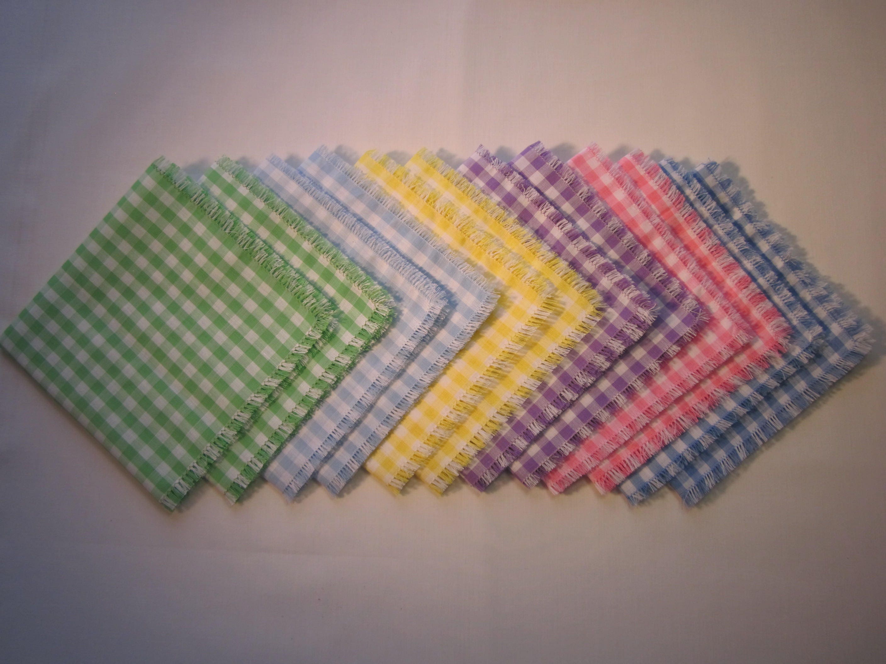 12 handmade assorted colors woven gingham fabric napkins ...