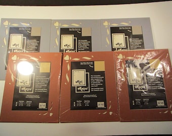 6 reversible 8x10 mats for 5x7 photos or artwork, 3 blue/gray heart cutouts, 3 rust/tan heart cutouts
