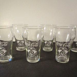 6 set 75th Anniversary Coca-Cola 1902-1977 drink glasses, 5&quot;x3&quot;, collectible, vintage, Coke