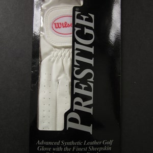 Men&#39;s left XL white Wilson Prestige golf glove, synthetic with Cabretta Sheepskin leather patches, vintage new stock