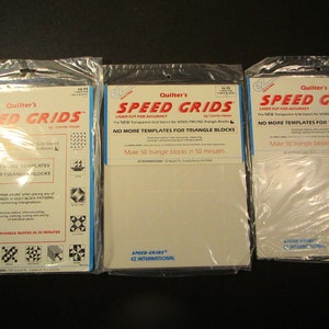 3 packs, 1 each 1&quot;,2&quot;,3&quot; template stencils for making triangle blocks, Quilter&#39;s Speed Grids