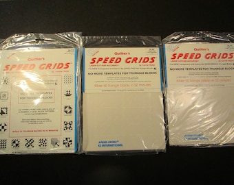 3 packs, 1 each 1",2",3" template stencils for making triangle blocks, Quilter's Speed Grids