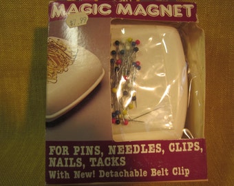 4" Magic Magnet for pins,needles,clips,nails,tacks,etc. , comes with belt clip for hands free working,pin cushion replacement