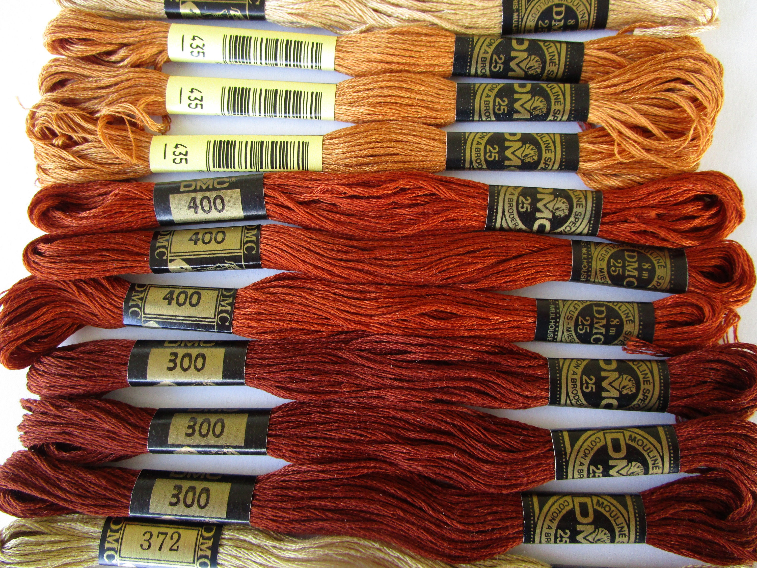 30 Skeins, 10 Colors Orange Rust Gold Rust Tan Cream Green, DMC Cross ...