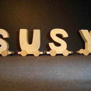 SUSY madera letra nombre tren, 2 "x3", sin terminar para pintar, artesanía para niños, motor y caboose se venden por separado