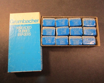 18 Grumbacher Kneeded Rubber erasers, 1 1/8" x 7/8", vintage stock