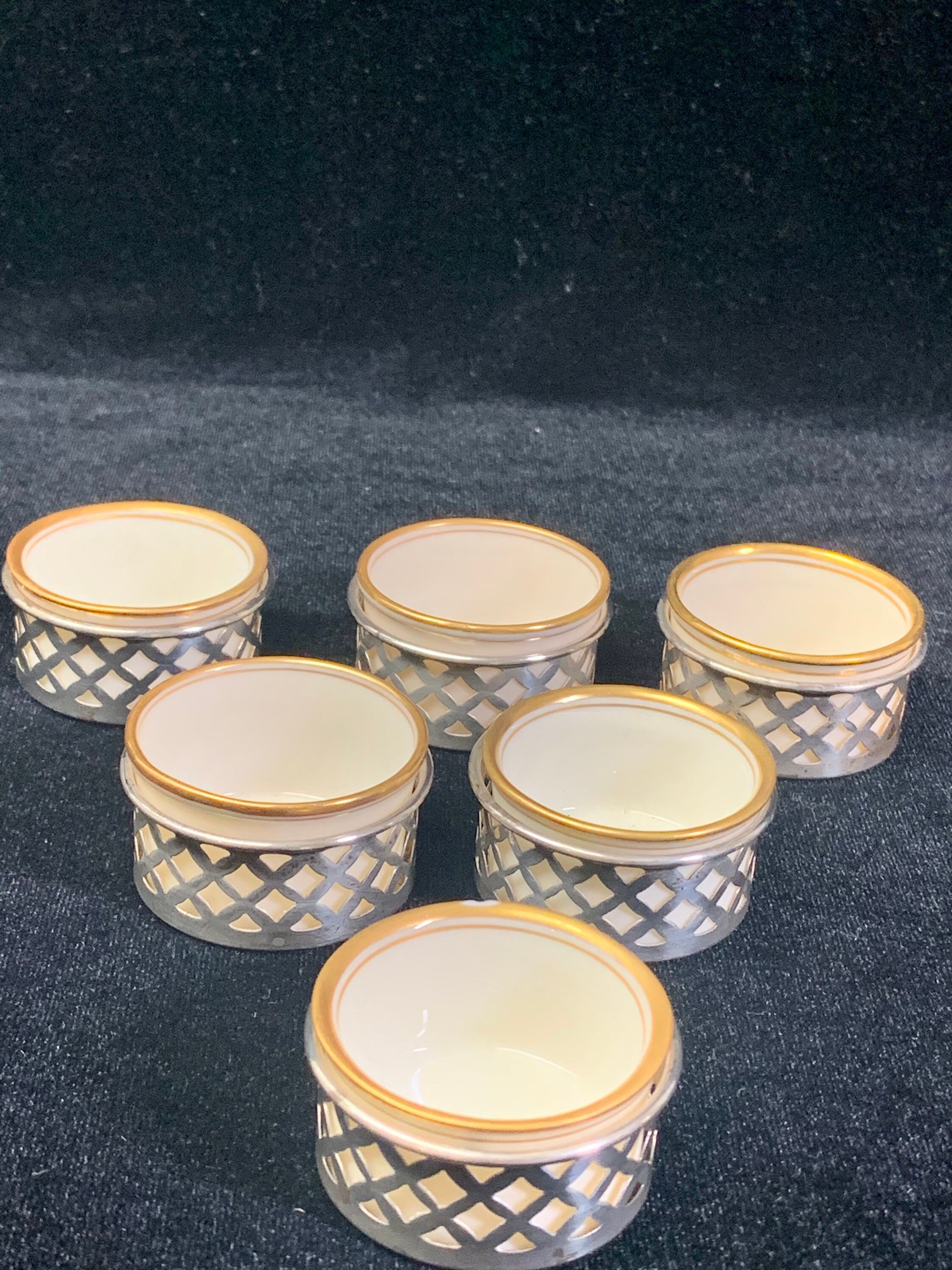 Six Vintage 1910s GERMAN Porcelain Salt Cellars Six Vintage 1910s GERMAN Porcelain Salt Cellars