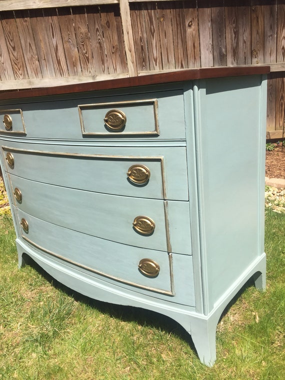 Sold Vintage Bow Front Dresser Etsy