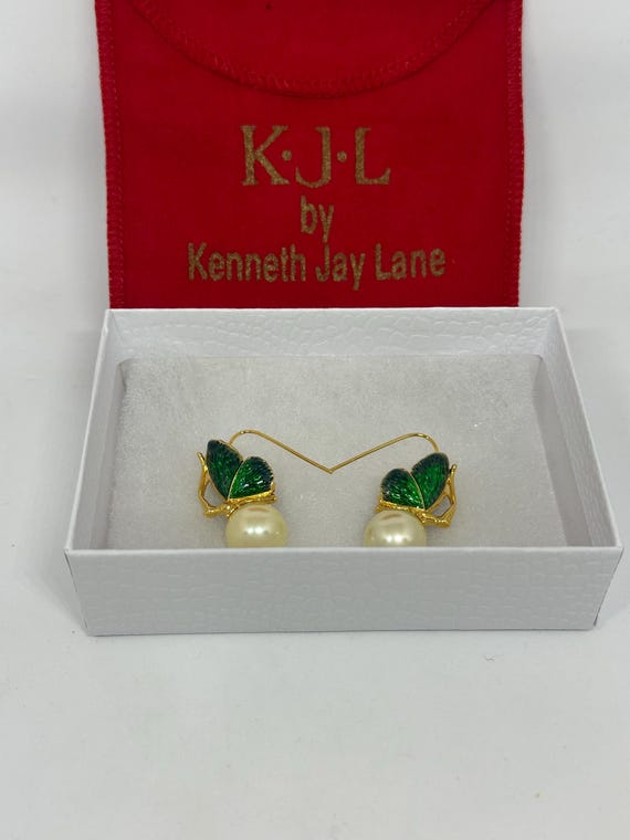 KJL Enamel Butterfly Earrings - image 4