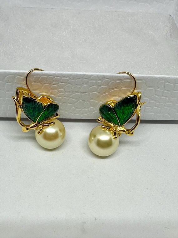 KJL Enamel Butterfly Earrings - image 5