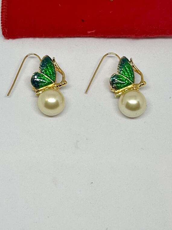 KJL Enamel Butterfly Earrings - image 2