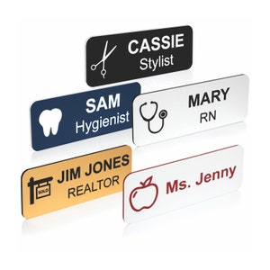 Custom Name Tag with Industry Logo Teacher, Realtor, Dental, Medical, Stylist ID Badge afbeelding 1