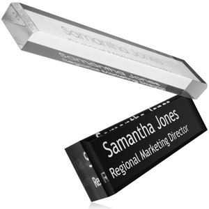 Providence Engraving Personalized Desk Name Plate Custom Acrylic Glass Name Plate Wedge for Office with Laser Engraved Text image 5
