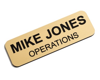 Custom Engraved Name Tag Badges - Personalized Identification with Pin or Magnetic Backing